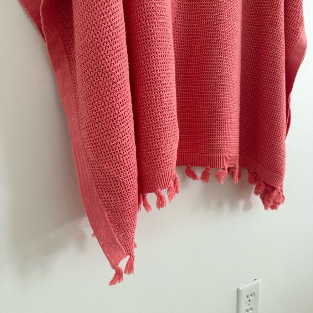 J. McLaughlin Coral ORANGE PonchoSweater Knit 100% Cotton  One Size - Picture 4 of 6